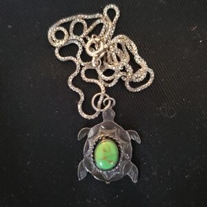 Sterling Silver Turquoise Pendant Necklace Vintage